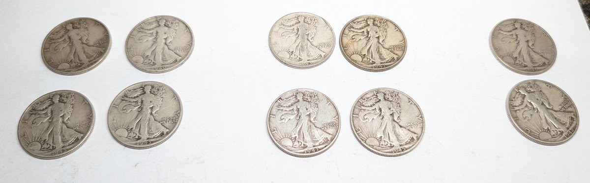 (10) Walking Liberty Half Dollars