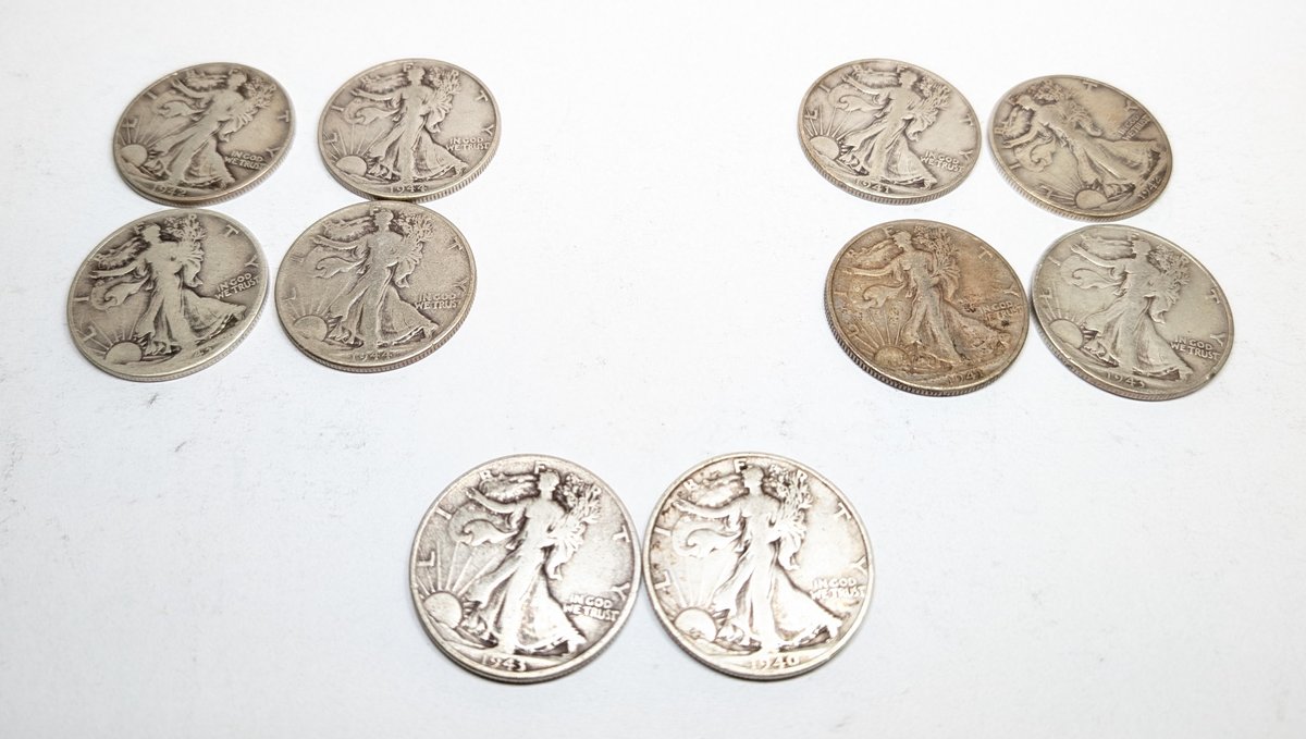 (10) Walking Liberty Half Dollars