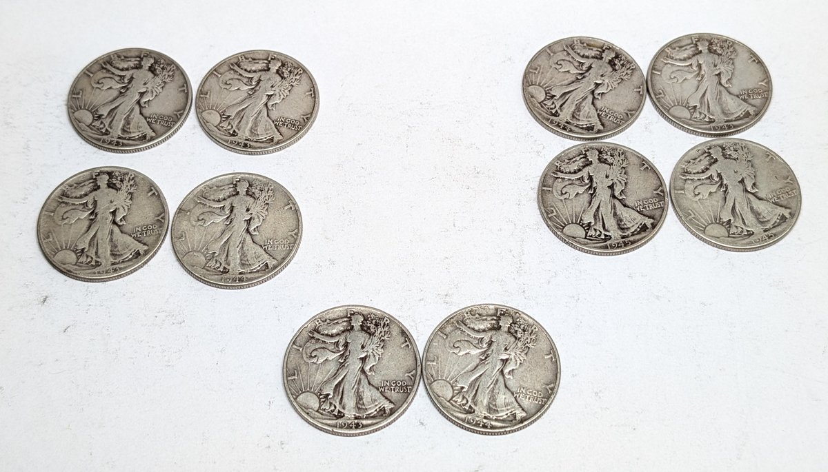 (10) Walking Liberty Half Dollars