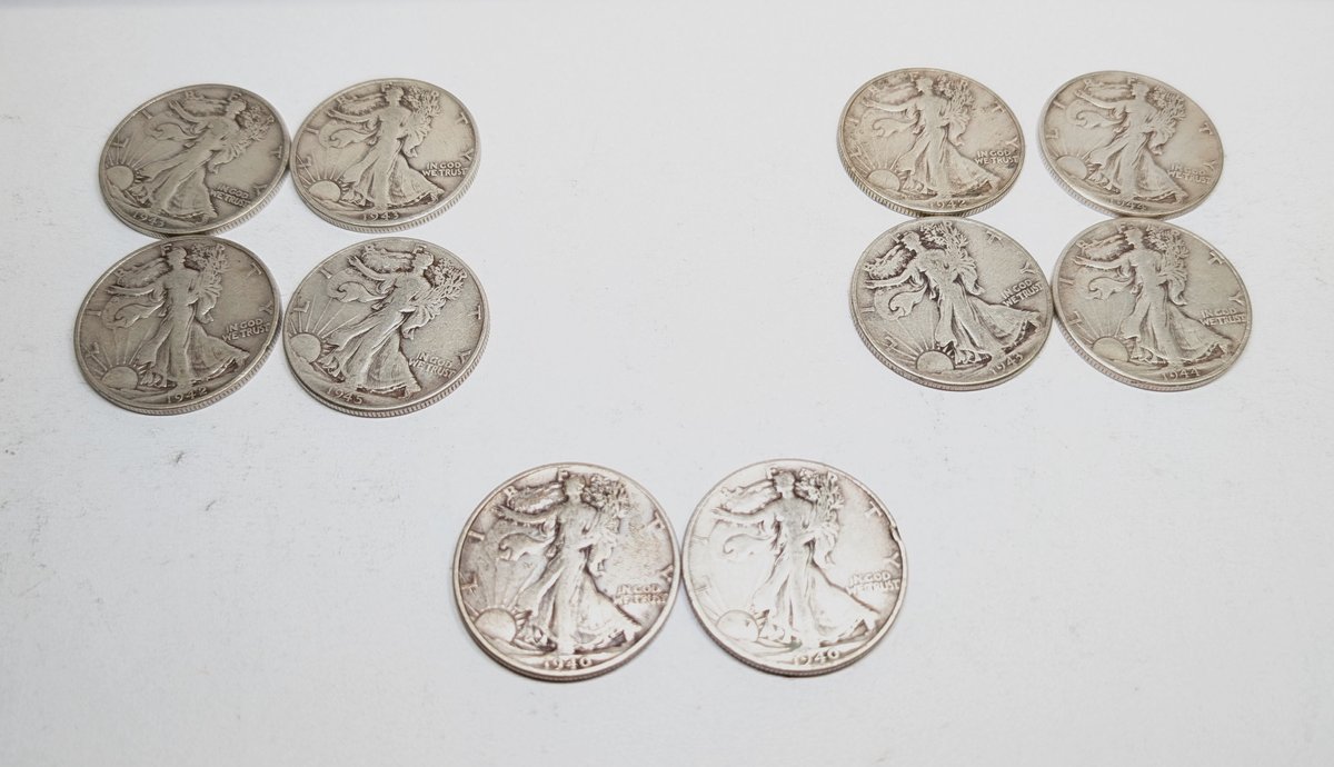 (10) Walking Liberty Half Dollars