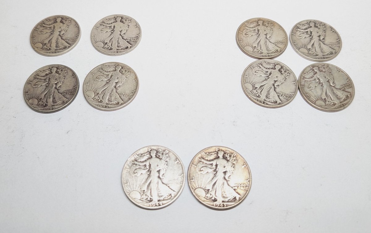 (10) Walking Liberty Half Dollars