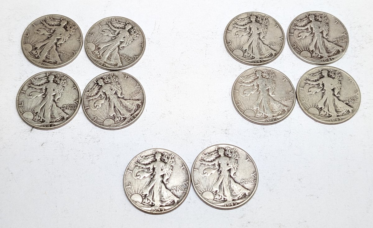 (10) Walking Liberty Half Dollars