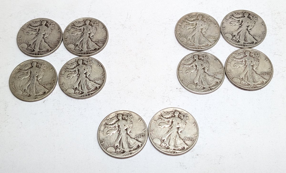 (10) Walking Liberty Half Dollars