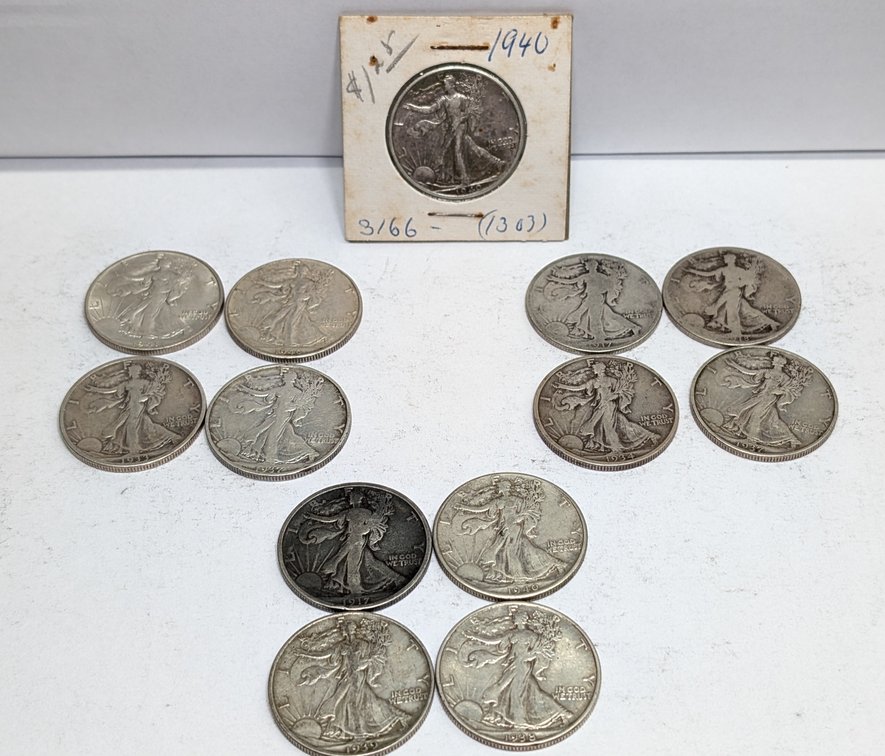 (13) Walking Liberty Half Dollars