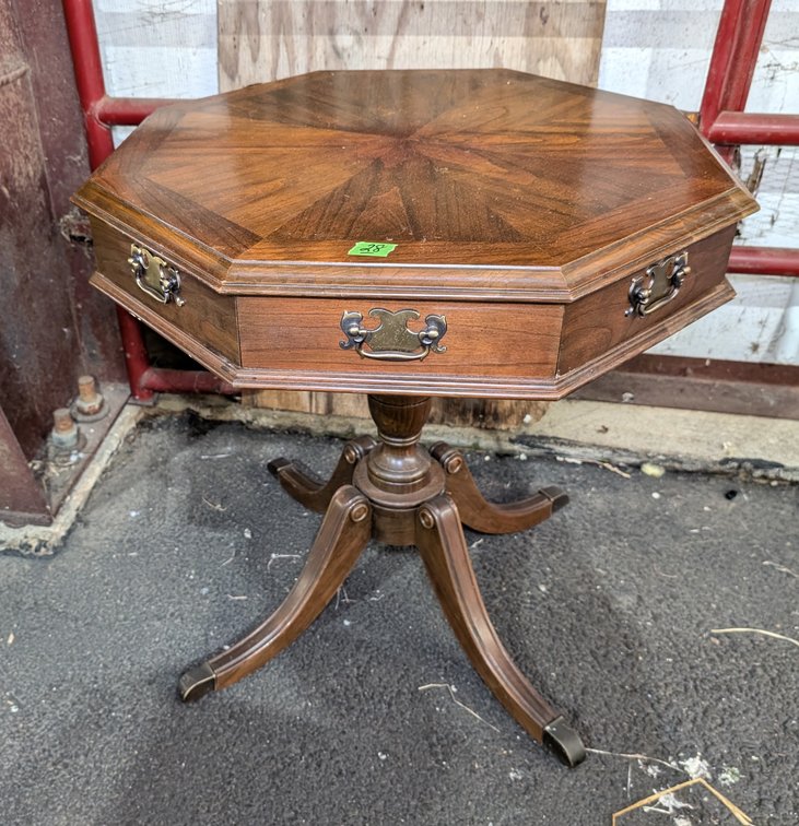 8 Sided Mahogany Table w/8 Drawers