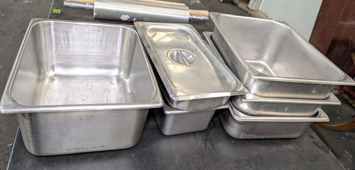 (6) Stainless Steel Pans 