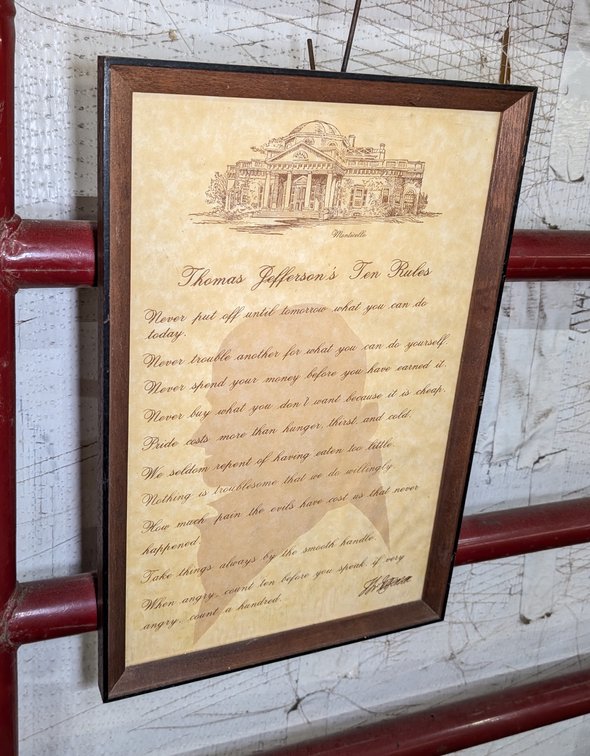 Framed Thomas Jefferson's Ten Rules