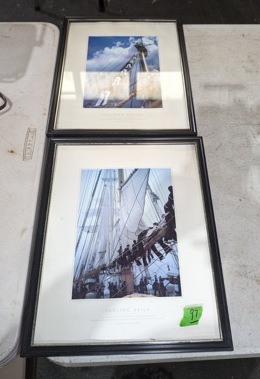 (2) Framed Prints Saluting the Sea & Furling the Sails 