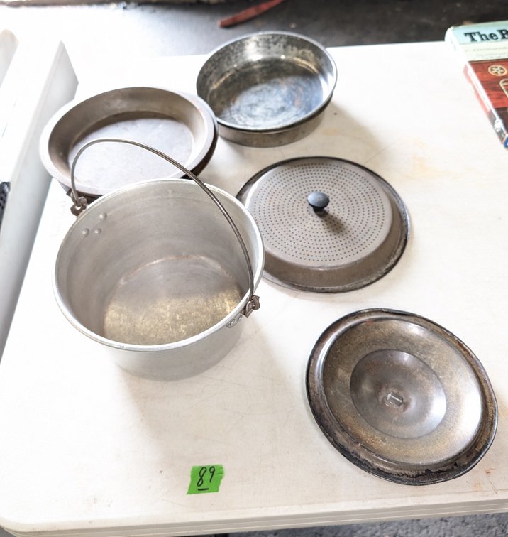 Aluminum Pot, 2 Cake Pans, 3 Pie Pans & 2 Lids