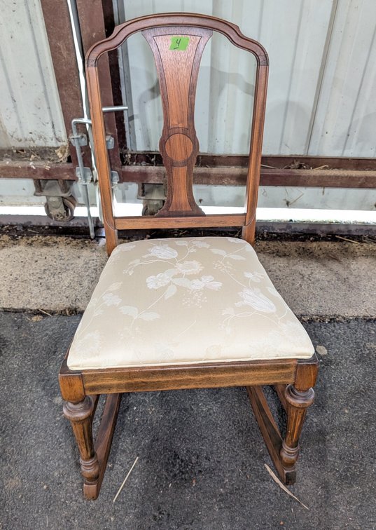 Inlay Back Rocking Chair w/ Upholstered Seat