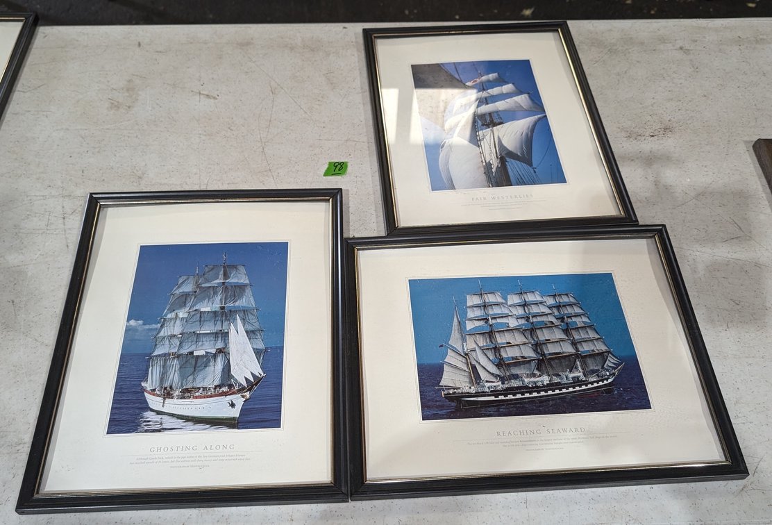 (3) Framed Ship Pictures 