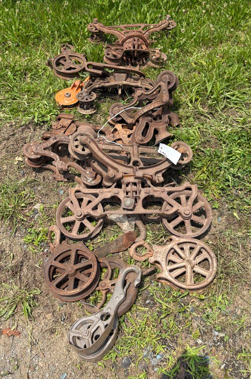 Large Lot of Cast Barn Hay Trolleys