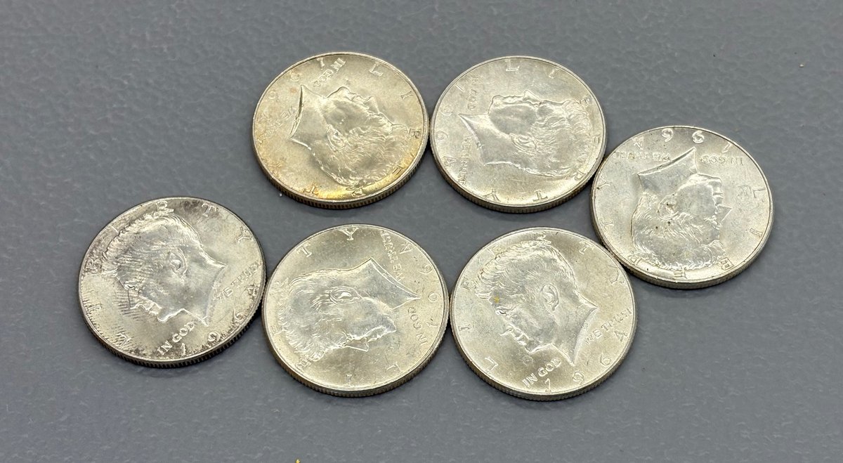 (6) 1964 Silver Kennedy Halves