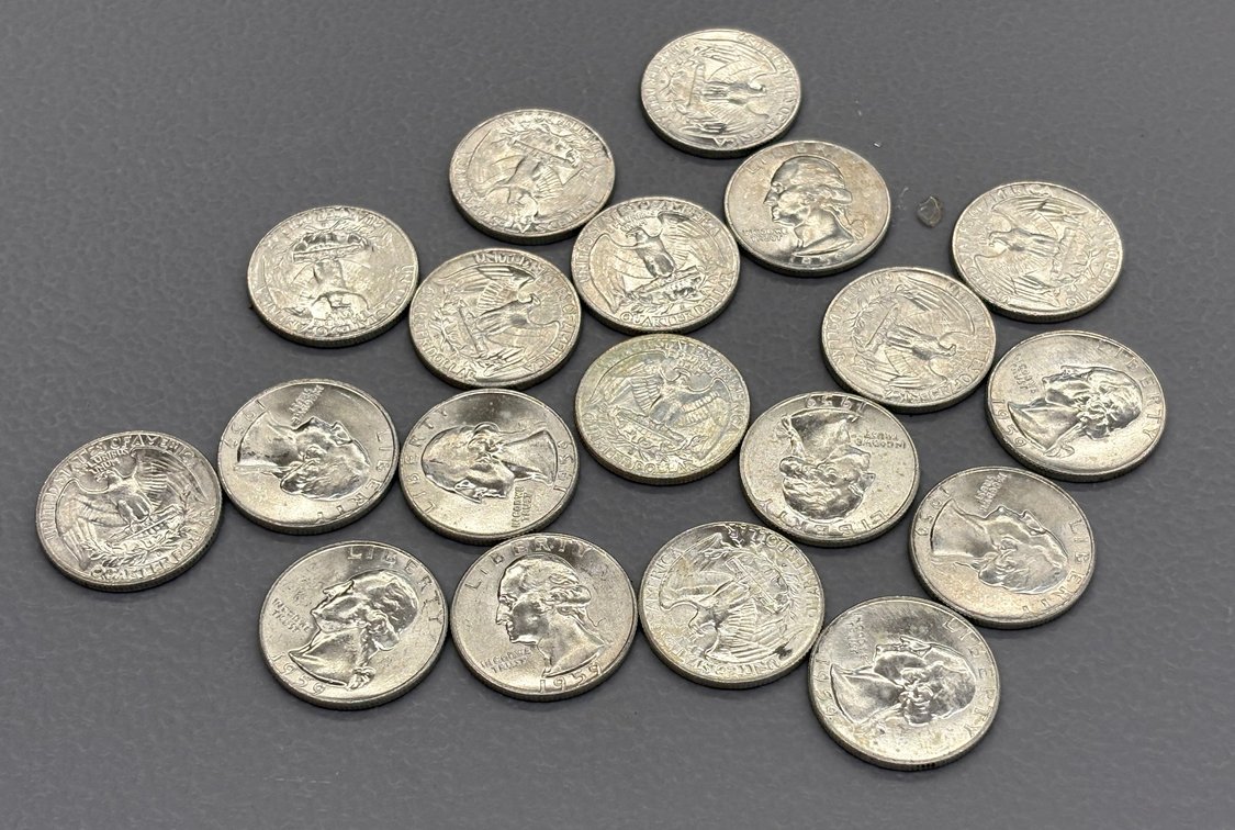 (19) 1959-D Silver Washington Quarters