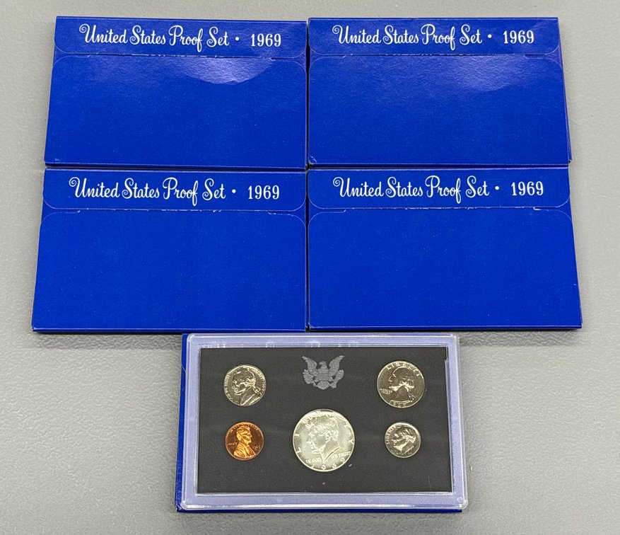 (5) 1969 US Proof Sets