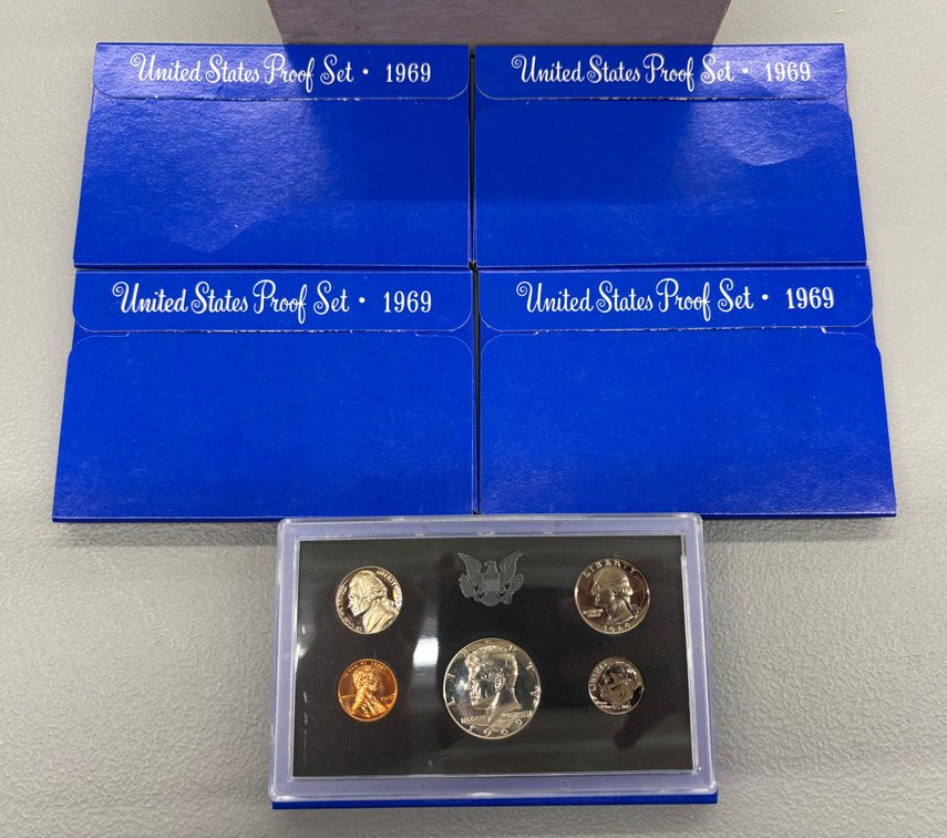 (5) 1969 US Proof Sets