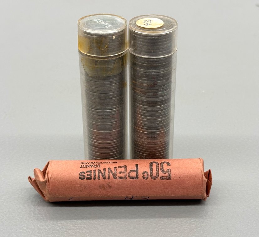 (3) Rolls of Steel Wheat Pennies
