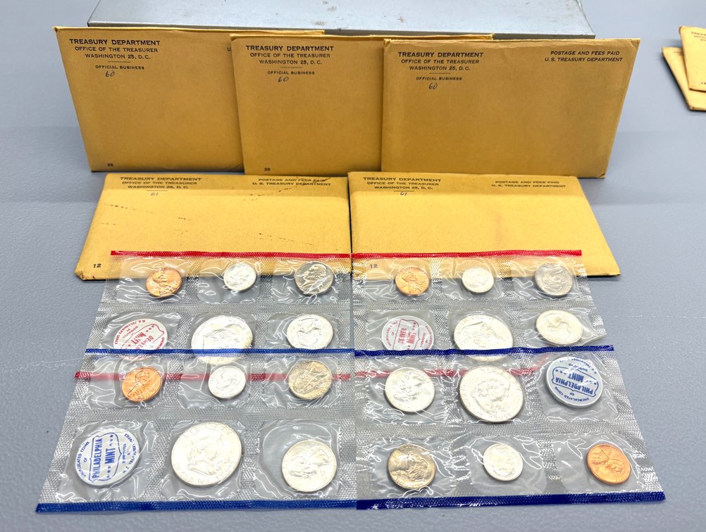 (4) 1960 United States Silver Proof Sets (3) 1961 United States Silver Proof Sets