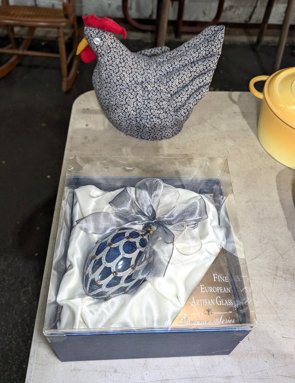 European Artisan Glass & Chicken Door Weight