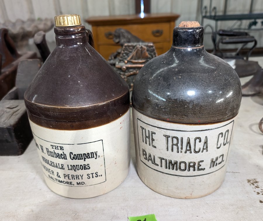 (2) Stoneware Jugs (Triaca Co & Geop W. Umbach Co)