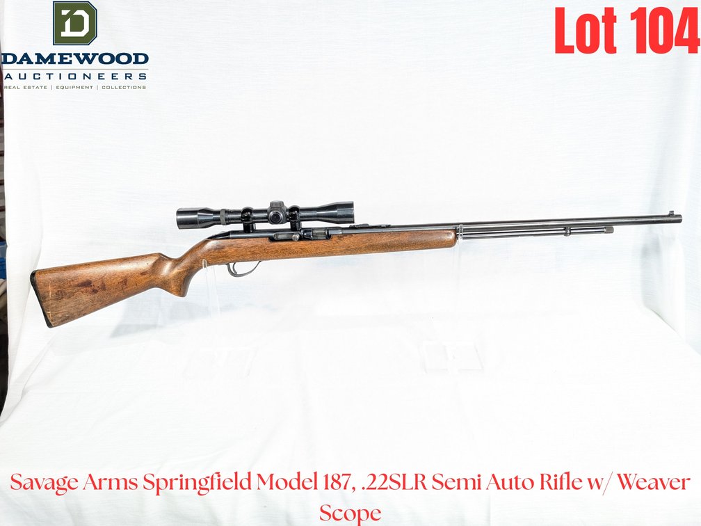 Savage Arms Springfield Model 187, .22SLR Semi Auto Rifle w/ Weaver Scope