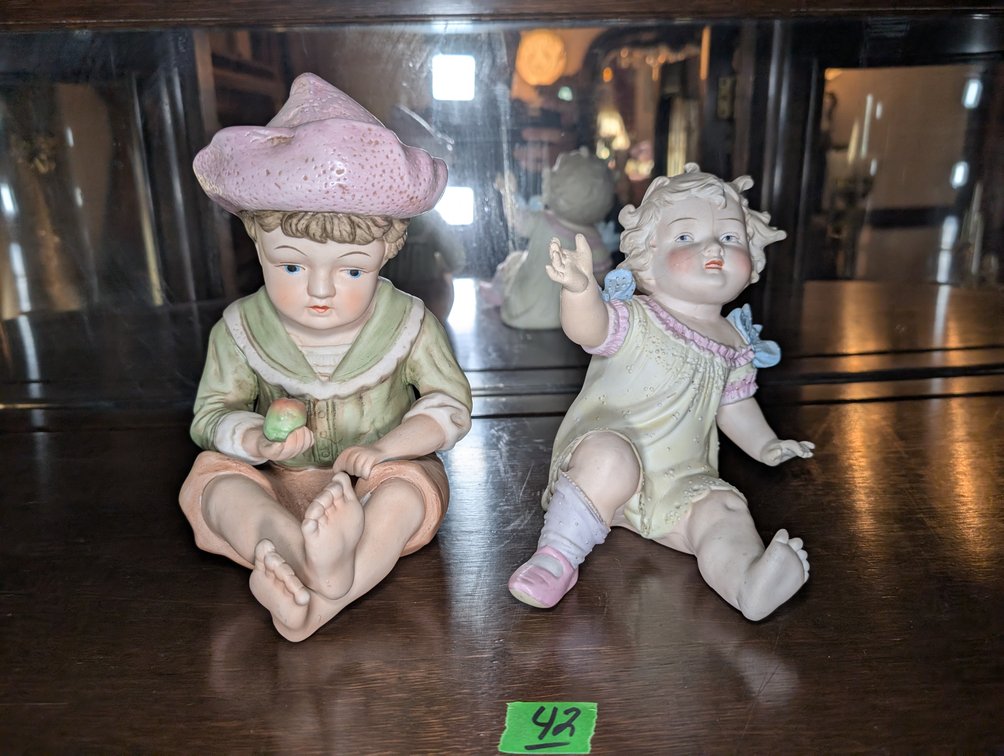 (2) Porcelain Boy & Girl Figurines