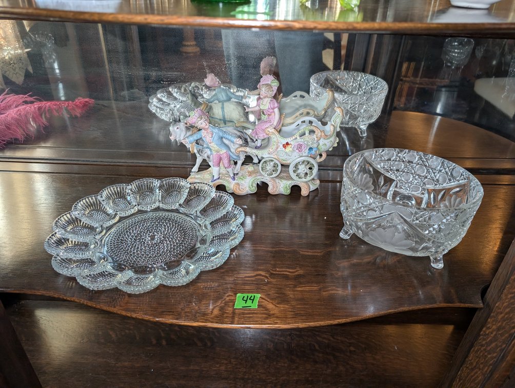 Porcelain Statue, Egg Plate, Footed Bowl