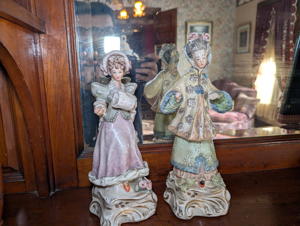 Asian Lady & Victorian Lady Statues