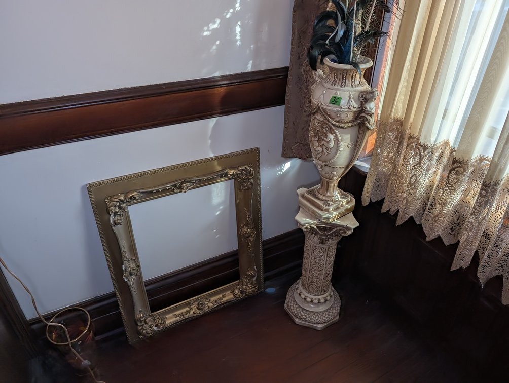 Vase on Pedestal & Picture Frame