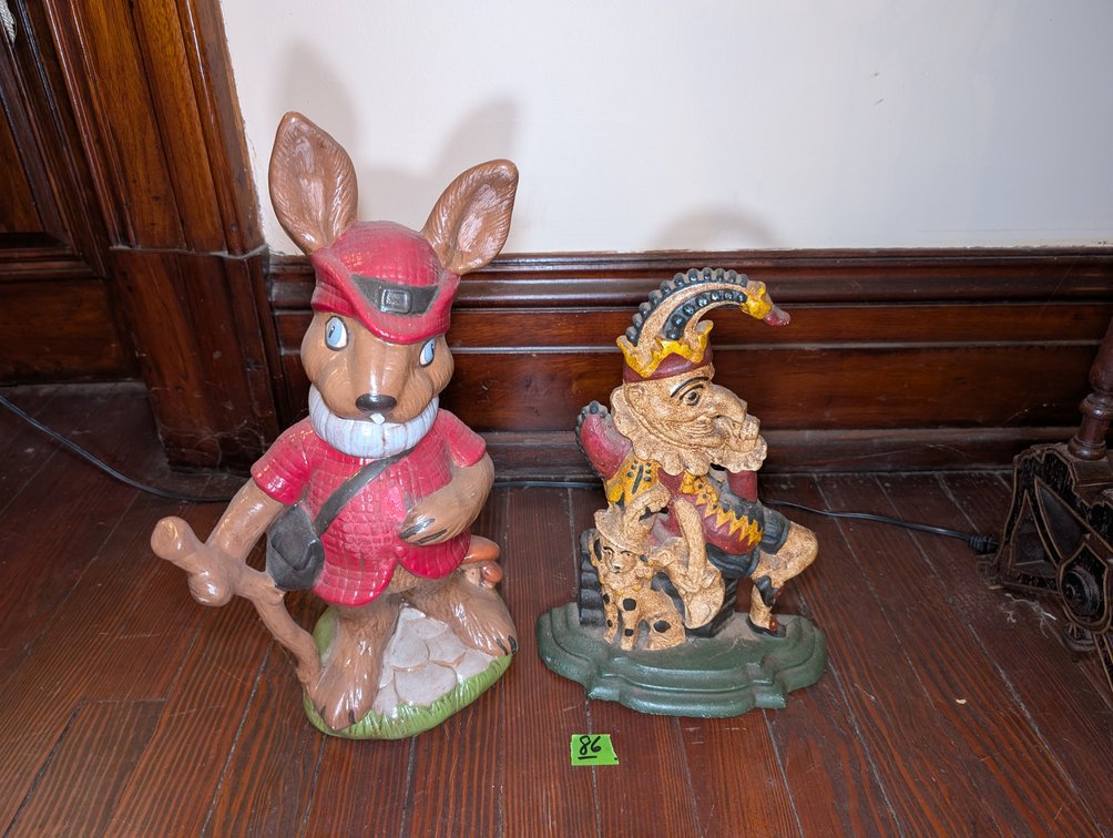 Chalk Rabbit & Cast Iron Jester Door Stop