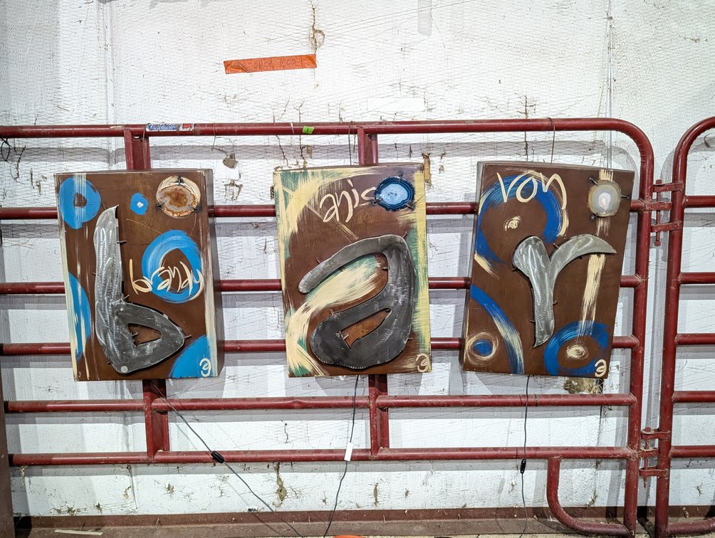 (3) Abstract Lighted Metal Wall Hangers