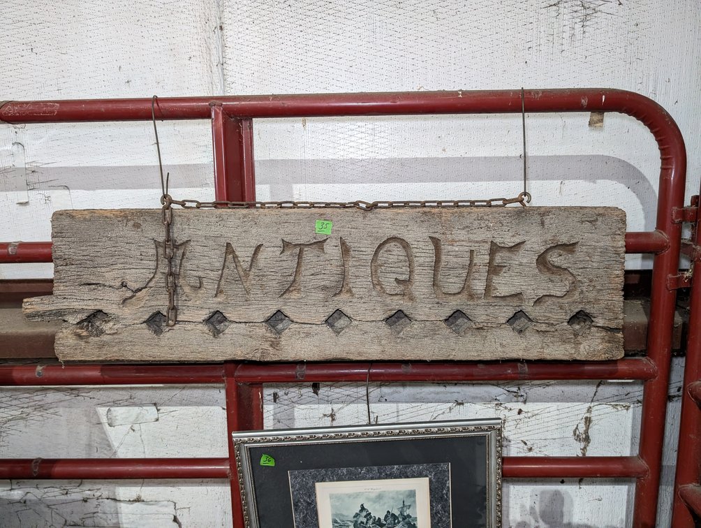 Wooden Antiques Sign