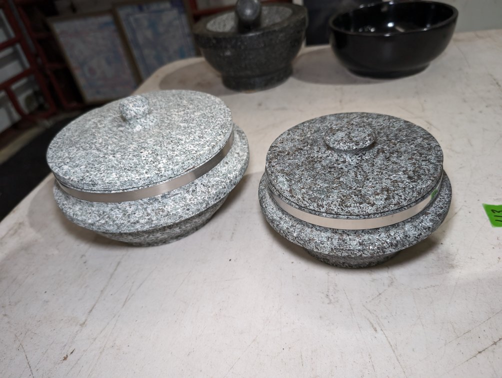 (2) Korean Granite Pots