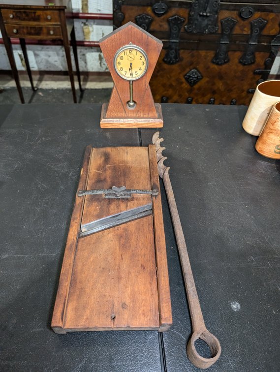 Vintage Clock & Wood Mandoline Cutter