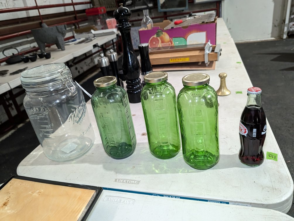 Glass Canisters and Coke Bottle
