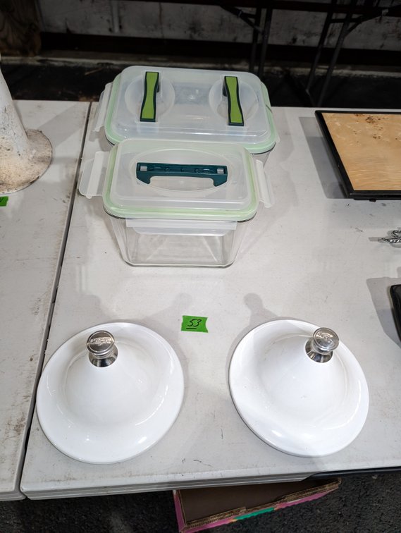 Glass Food Container and (2) All Clad Lids