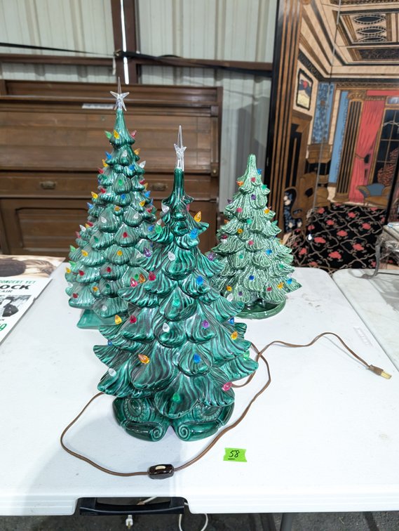(3) Lighted Ceramic Christmas Trees