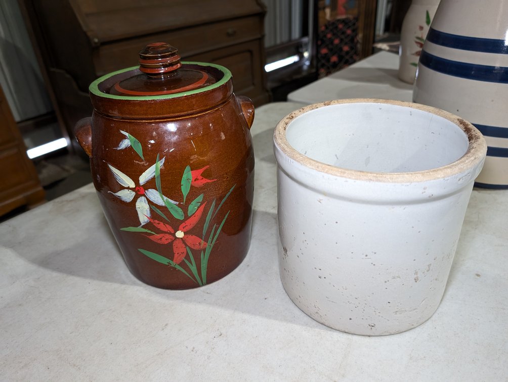 Painted Gallon Crock and 1/2 Gallon Crock