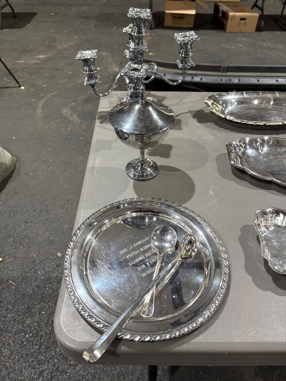 Lot of Silverplate Dishes - Tray, Candy Dish, Candelabra