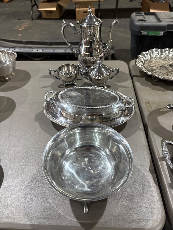 Lot of Silverplate Dishes - Footed Bowl, Covered Dish, Coffee/Tea Set