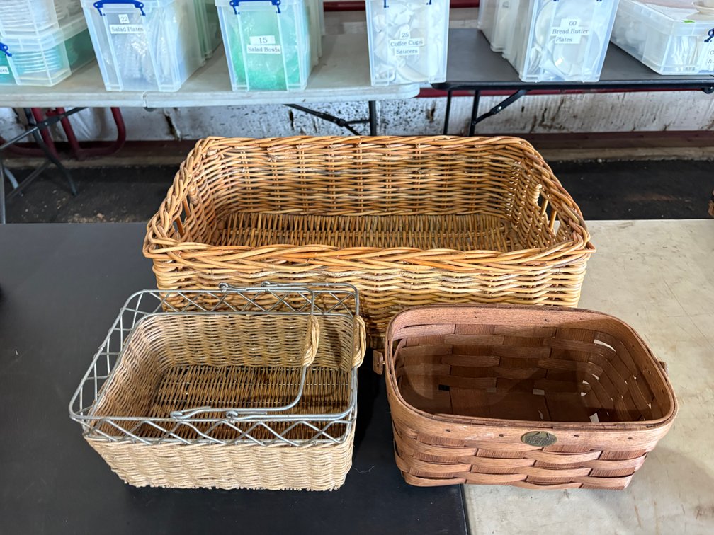(3) Baskets. One marked Peterboro