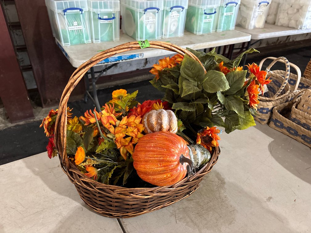 Basket w/Faux Vegetables & Flowers