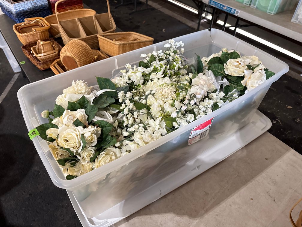 Tub of Faux Flowers