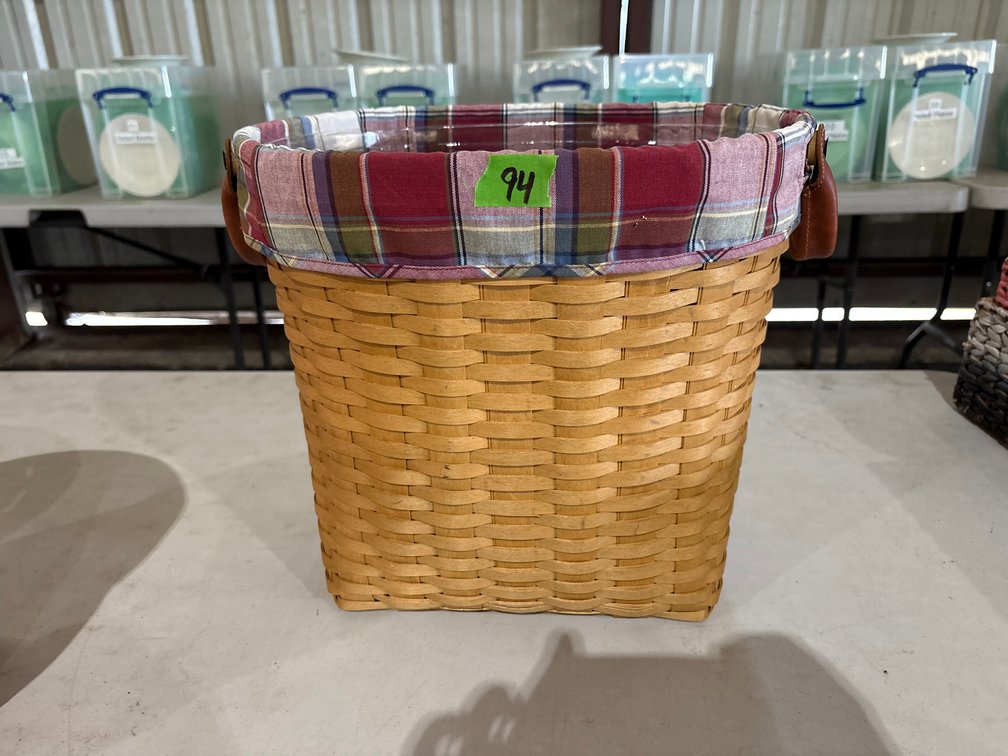 Longaberger Waste Basket with Cotton & Plastic Liner