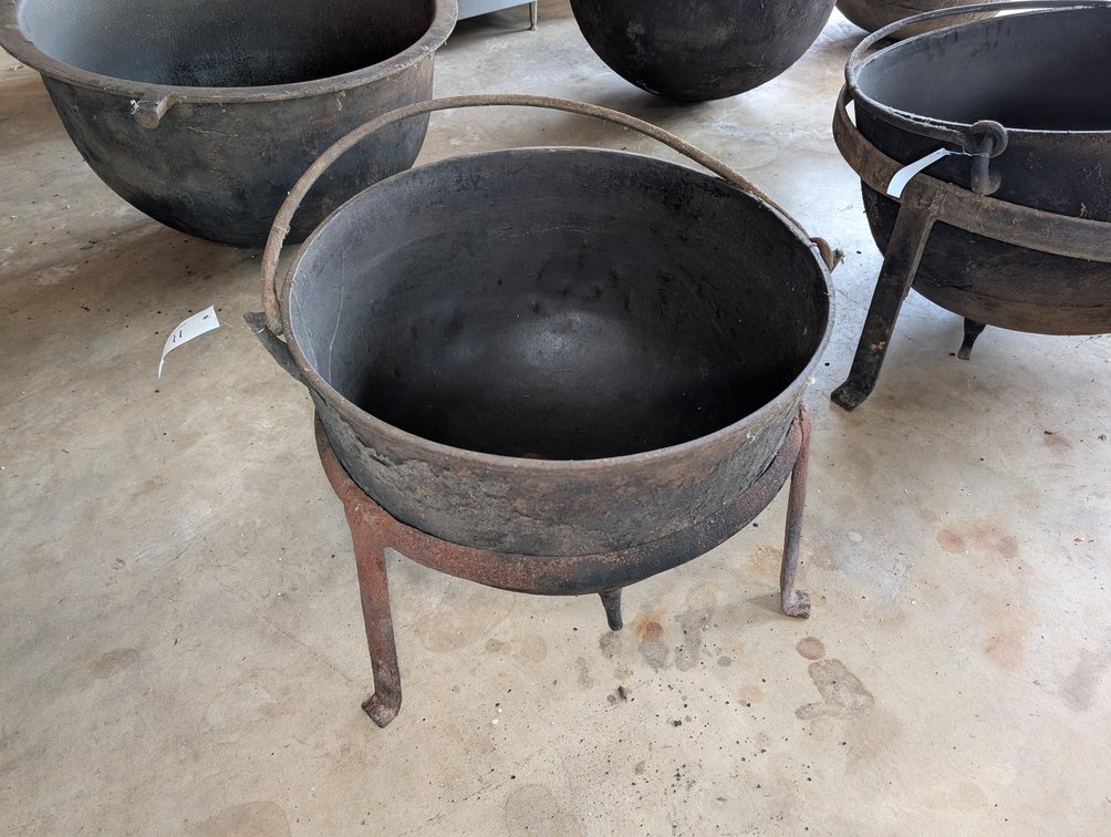 Butchering Kettle w/ Handle on Stand