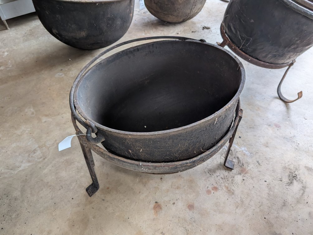 Butchering Kettle w/ Handle on Stand