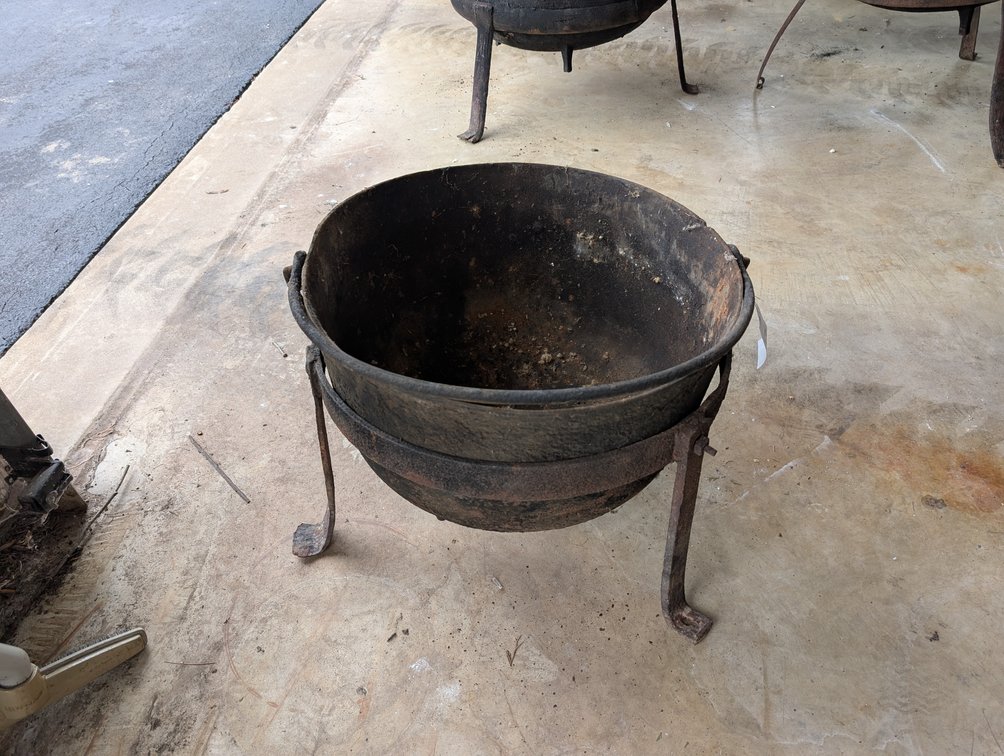 Butchering Kettle w/ Handle on Stand