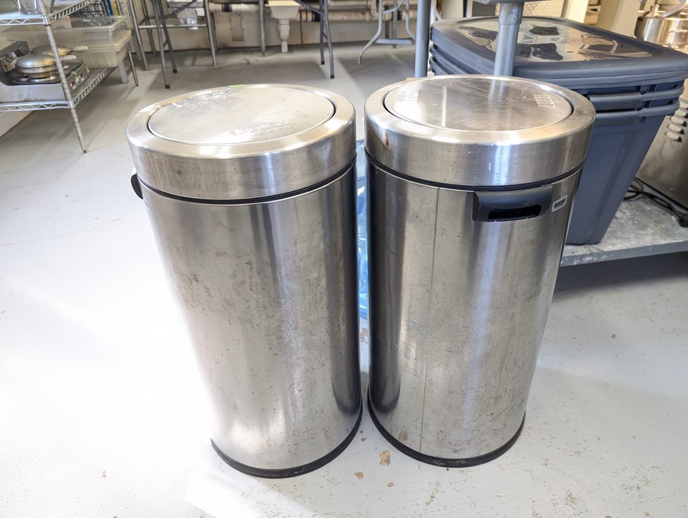 (2) Commercial Swing Top Trash Cans