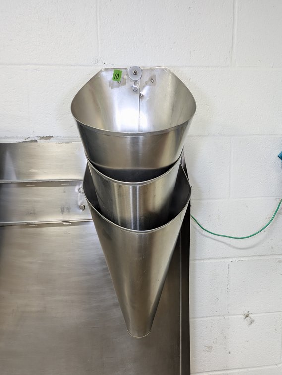 (3) Stainless Steel Poultry Cones w/ Wall Hooks