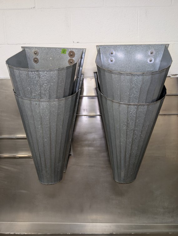 (4) Galvanized Steel Poultry Cones (Turkey) w/ Wall Hooks